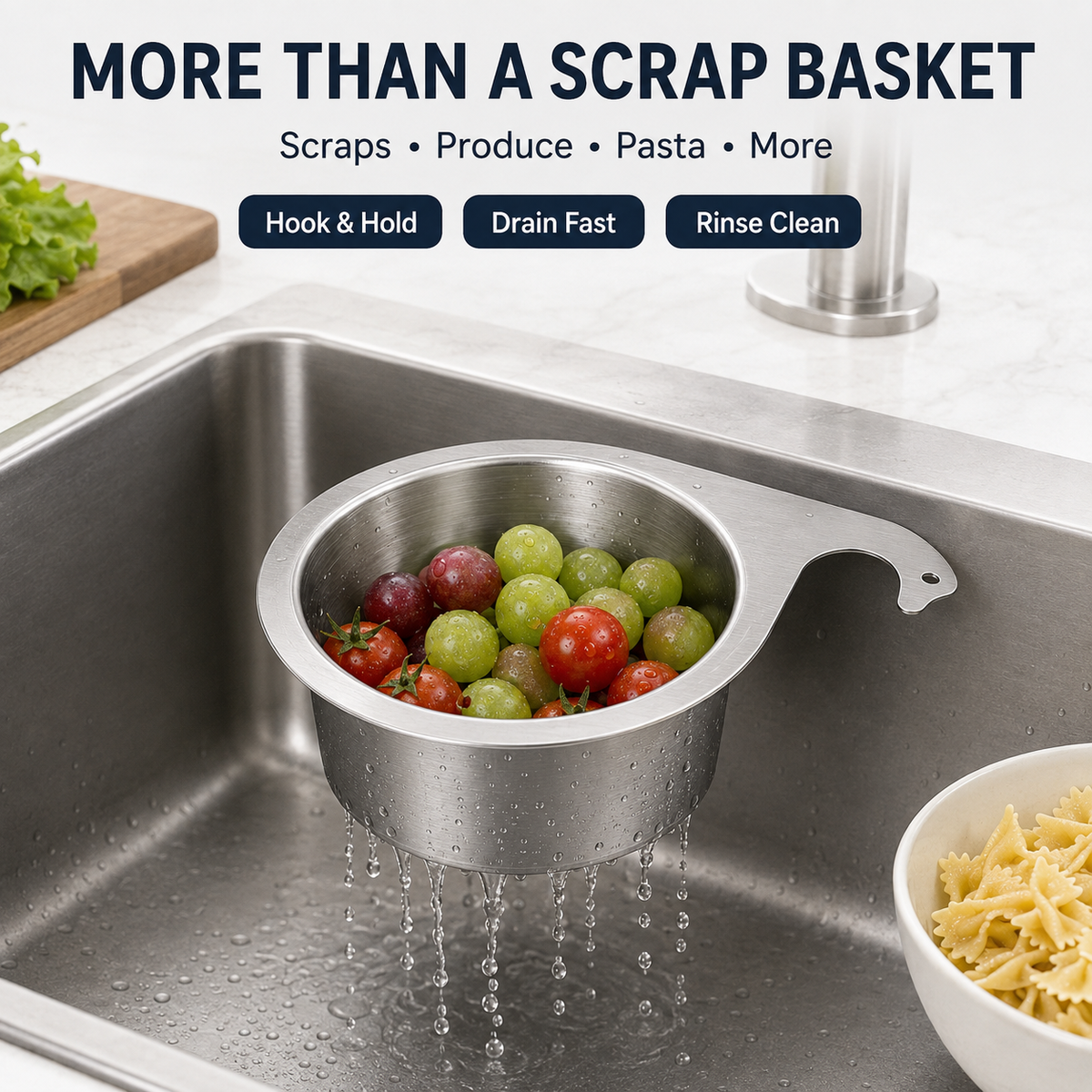 Hanging Sink Drain Basket 💧 Catch Scraps & Drain Water Fast