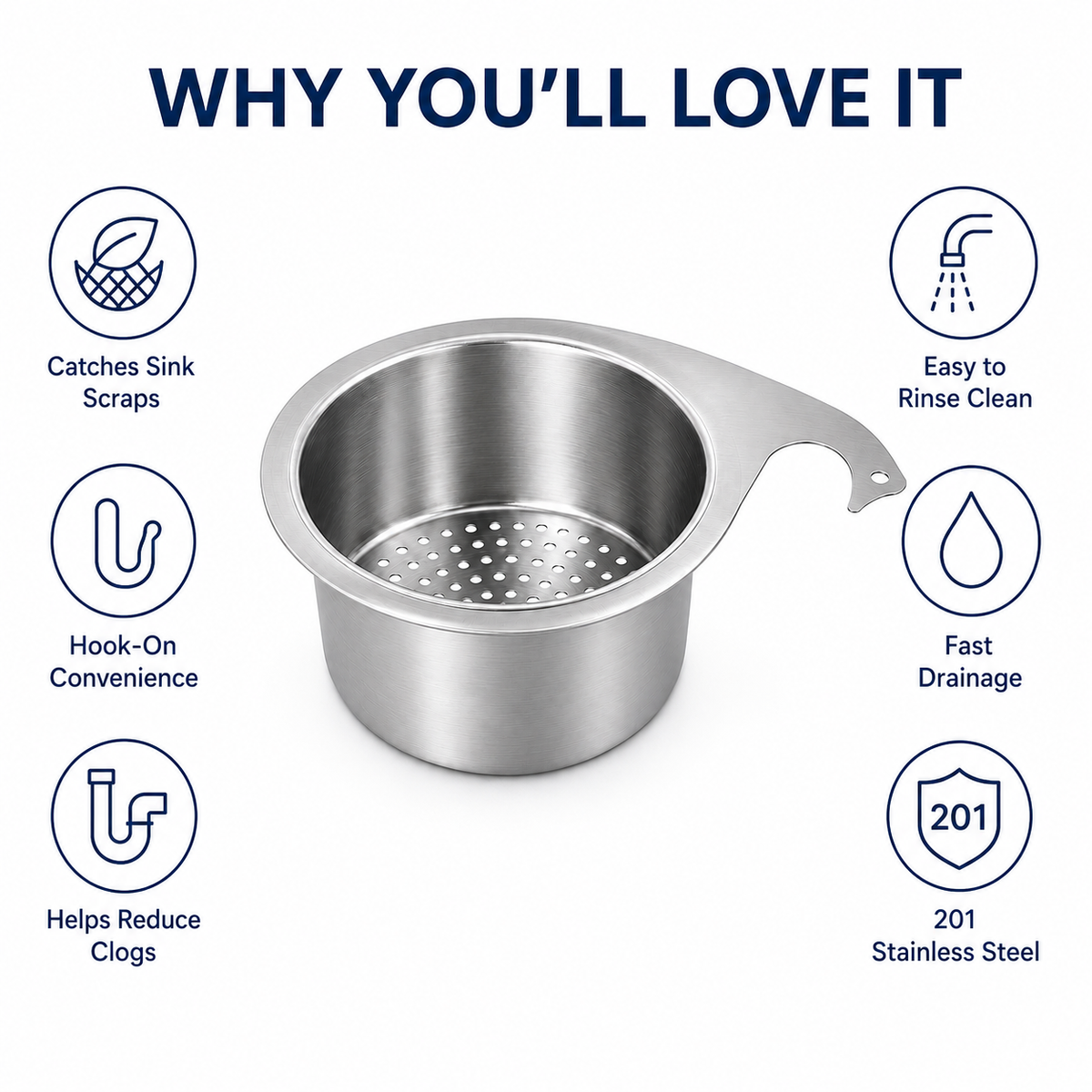 Hanging Sink Drain Basket 💧 Catch Scraps & Drain Water Fast