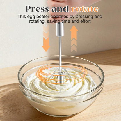 🥄 Food-Grade Stainless Steel Semi-Automatic Rotary Whisk | for Whisking, Blending & Stirring