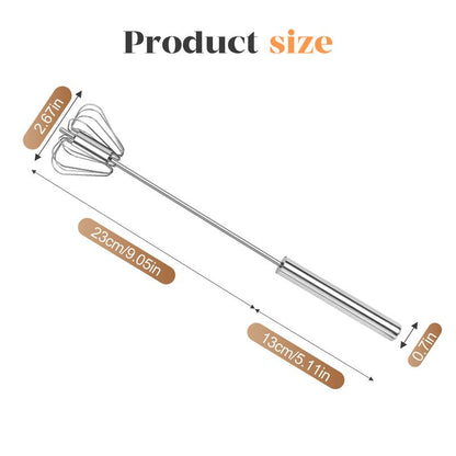 🥄 Food-Grade Stainless Steel Semi-Automatic Rotary Whisk | for Whisking, Blending & Stirring